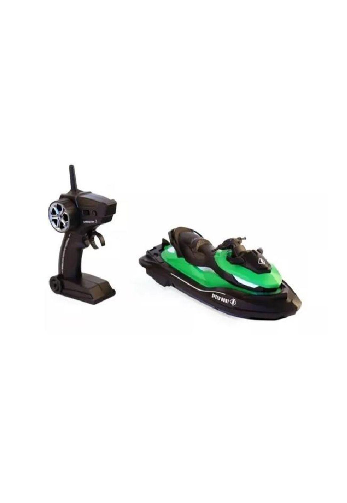 Jetski speedboat remote, control remoto rápido, moto acuática verde-3