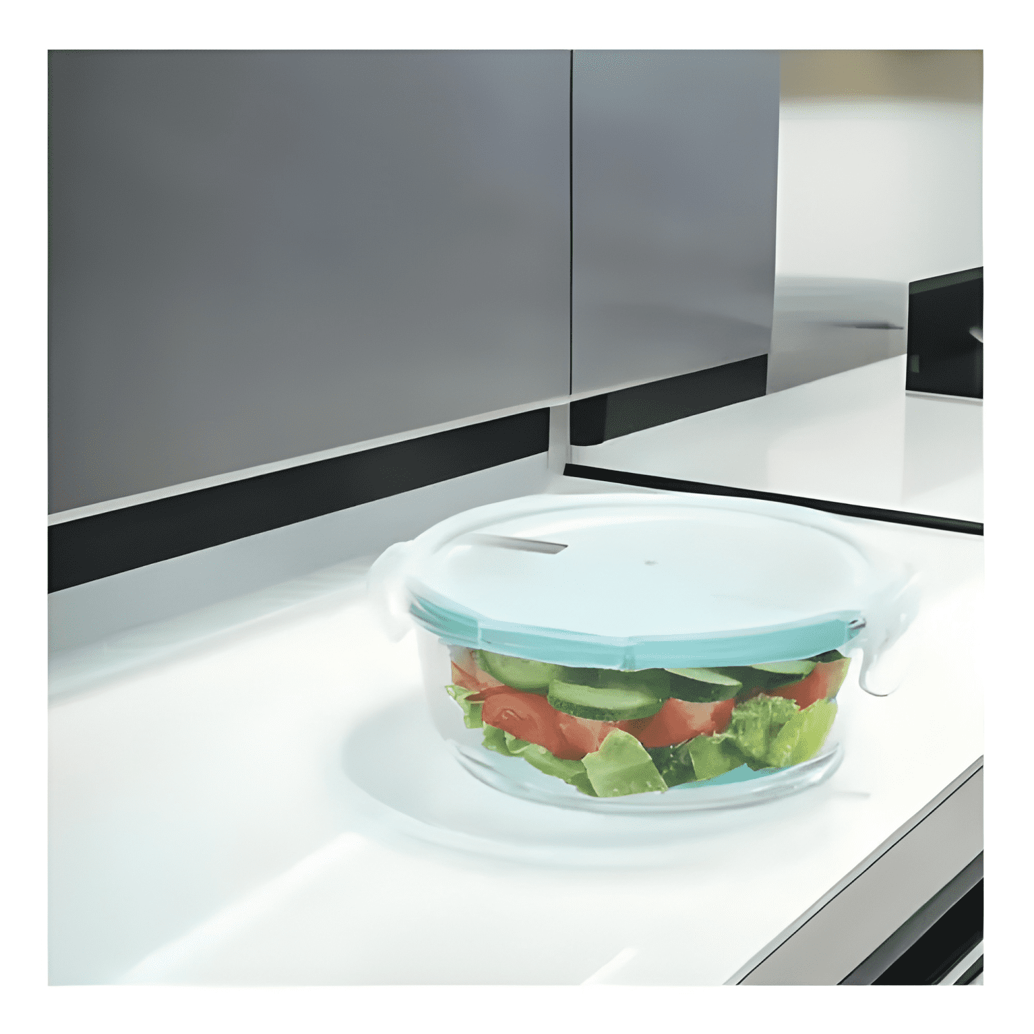 Set 6 contenedores herméticos vidrio redondo 370 ml-1