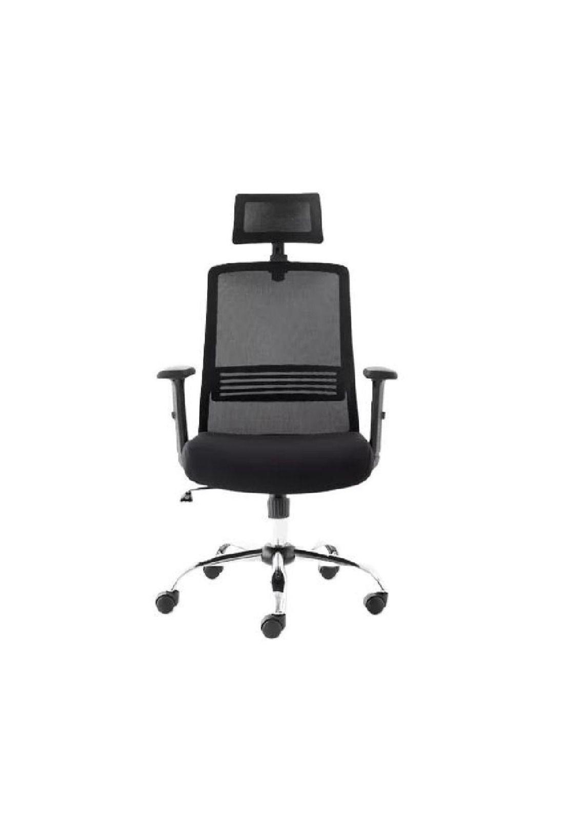 Silla de escritorio Cuba alta con brazo regulable y cabecero negro-0