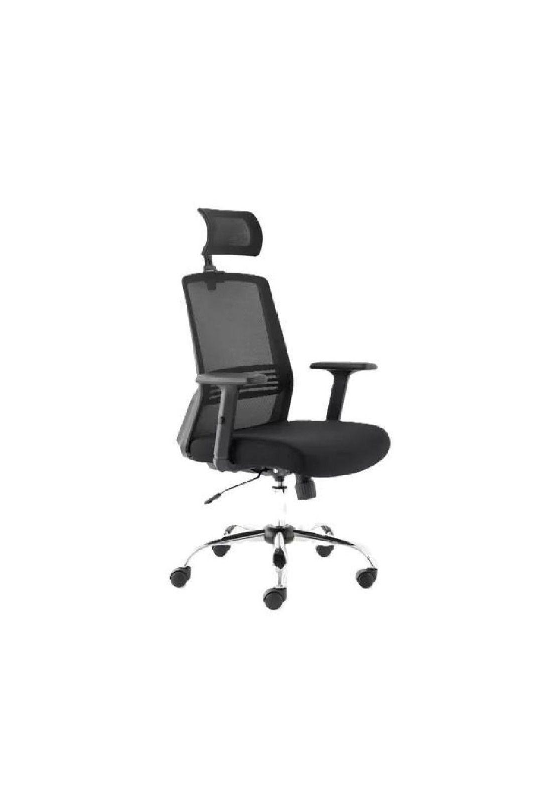 Silla de escritorio Cuba alta con brazo regulable y cabecero negro-1