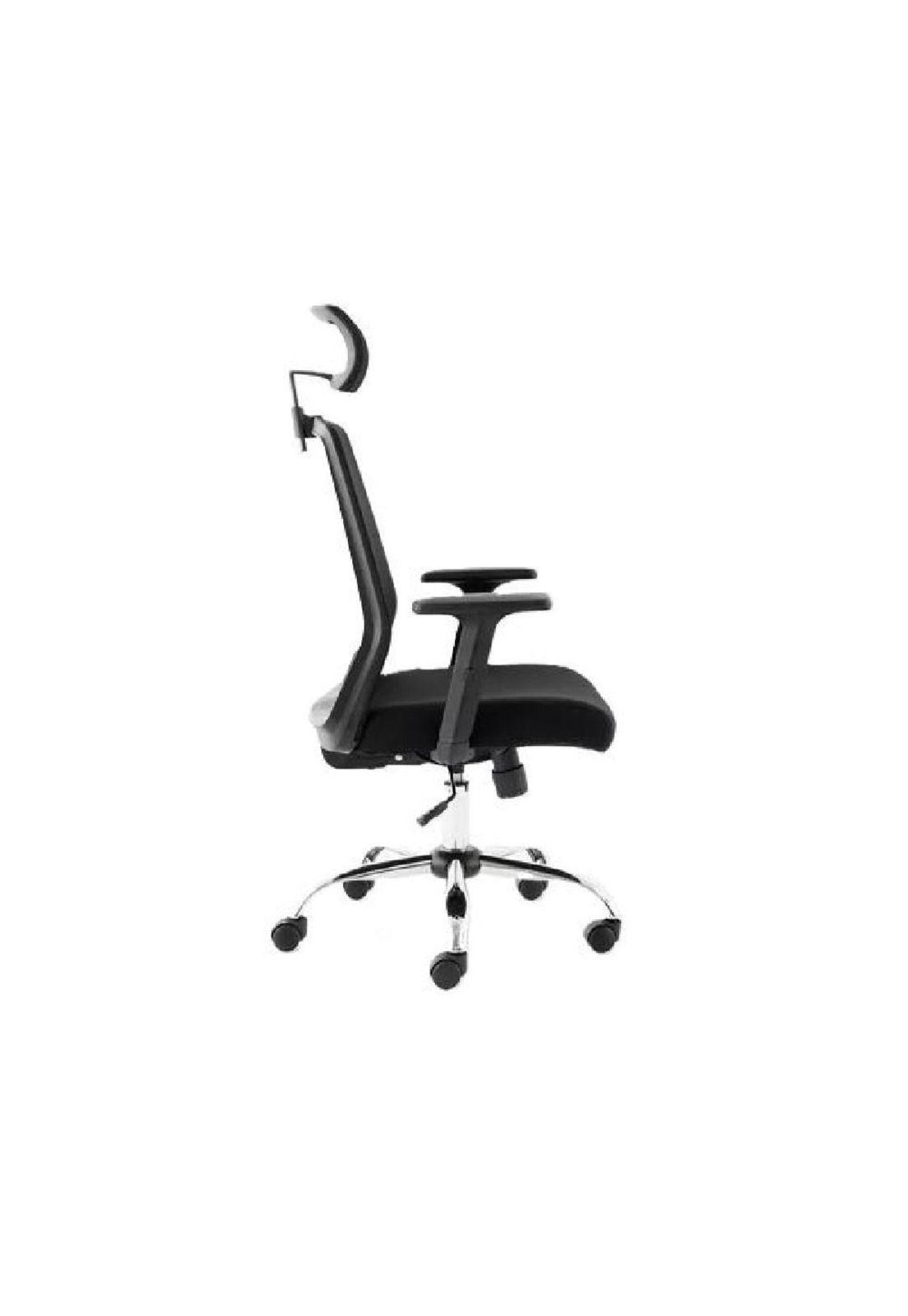 Silla de escritorio Cuba alta con brazo regulable y cabecero negro-2