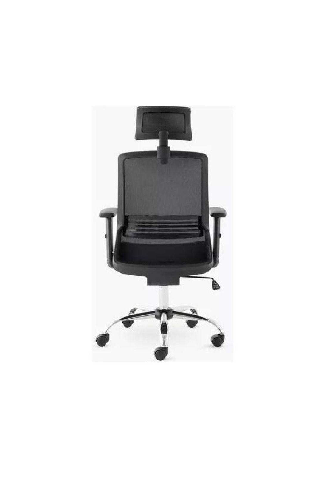 Silla de escritorio Cuba alta con brazo regulable y cabecero negro-3