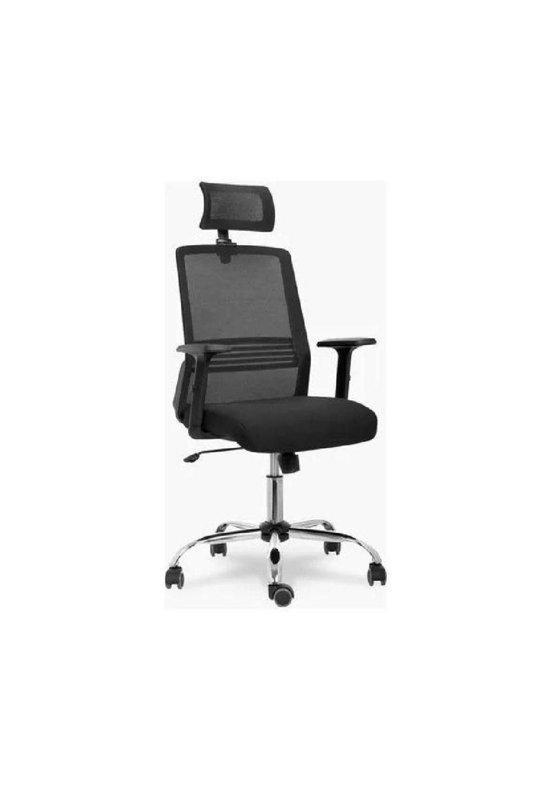 Silla de escritorio Cuba alta con brazo regulable y cabecero negro-4