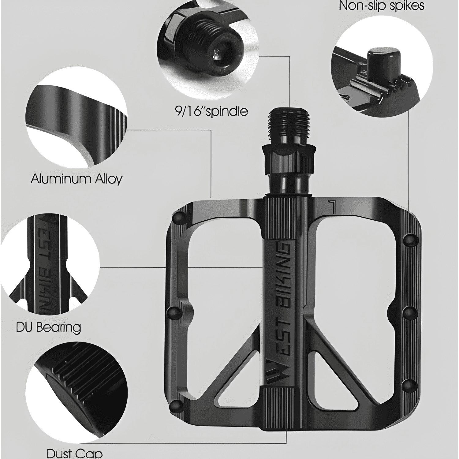 Pedal de aluminio para MTB de 12 pines #5-1