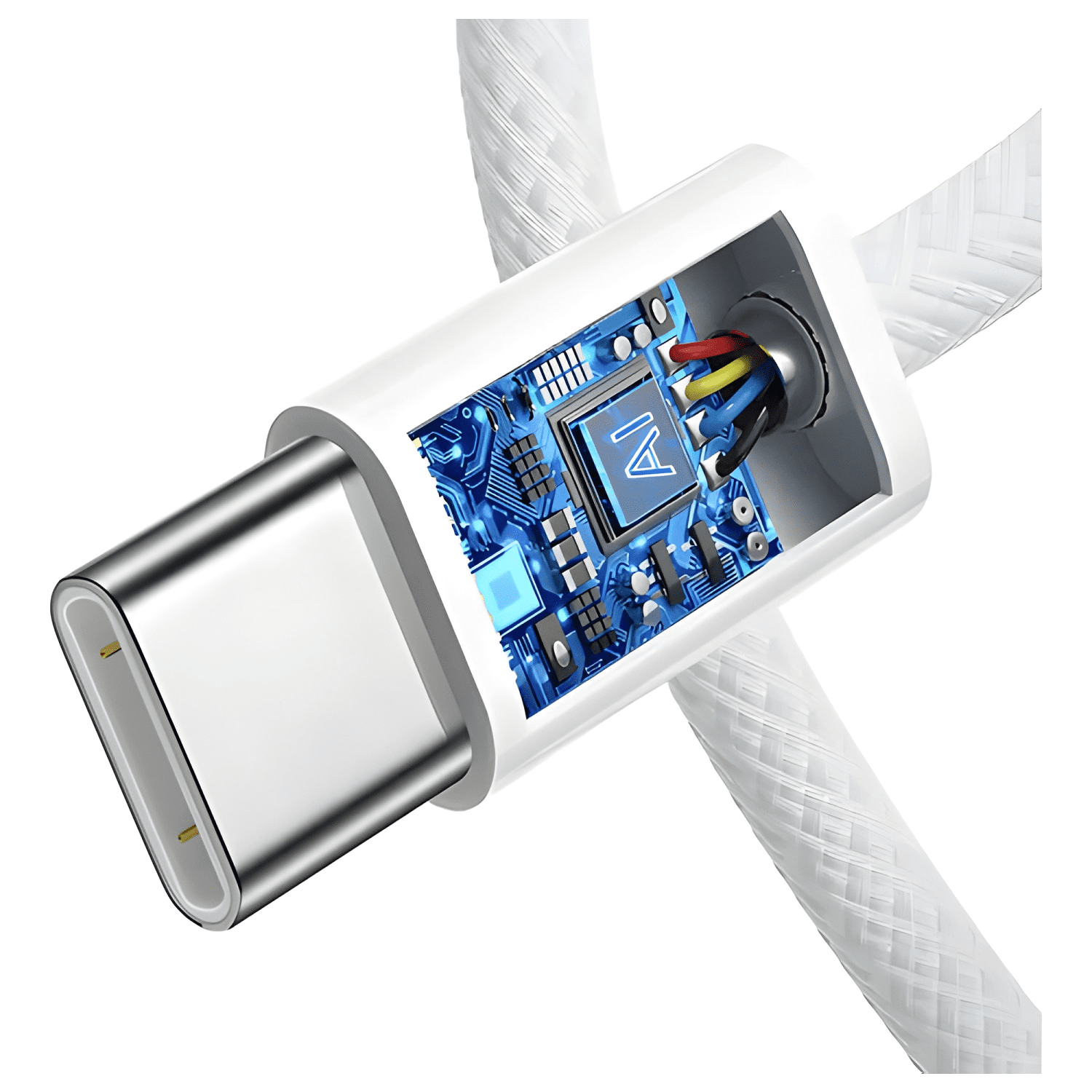 Cable tipo-c a tipo-c, 2m, 60w, trenzado Blanco-2