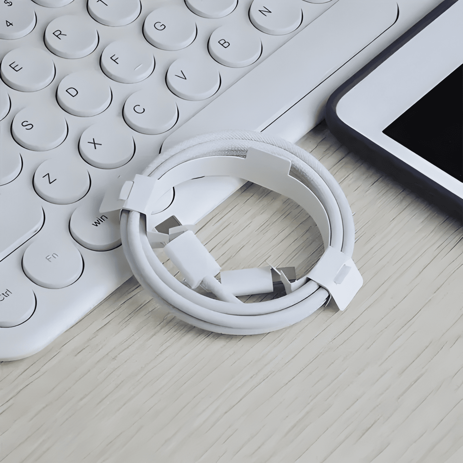 Cable tipo-c a tipo-c, 2m, 60w, trenzado Blanco-4