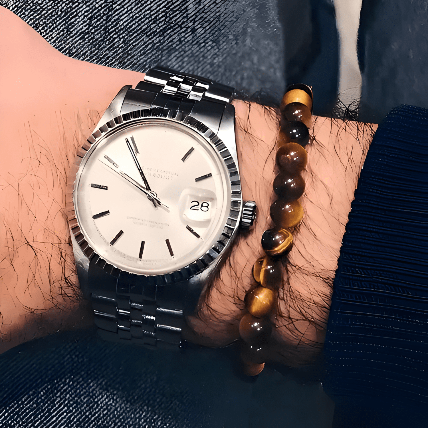 Pulsera ojo de tigre ajustable piedra natural unisex para-3