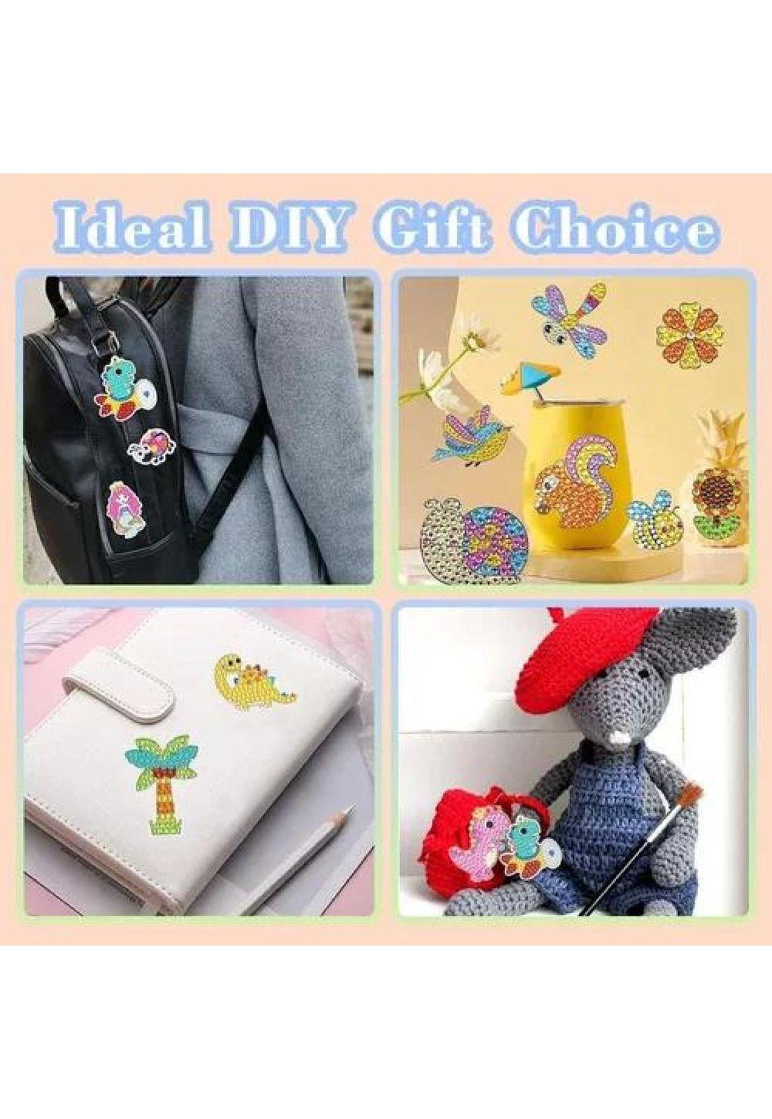 Kit de pintura diamante 5D DIY para niños con marco, color rosado-6