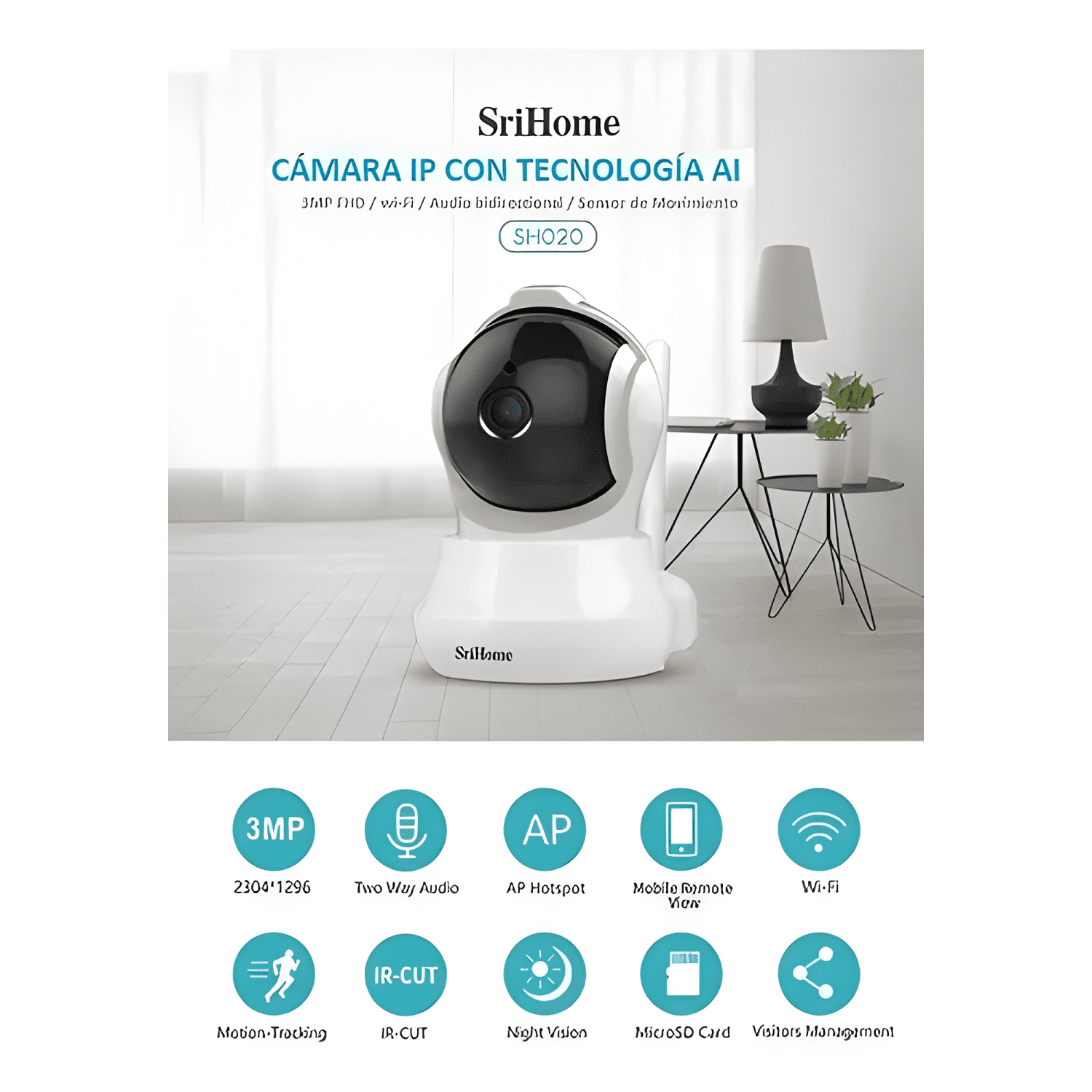 Cámara de Seguridad Sricam SH020 con Resolución de Blanca-2