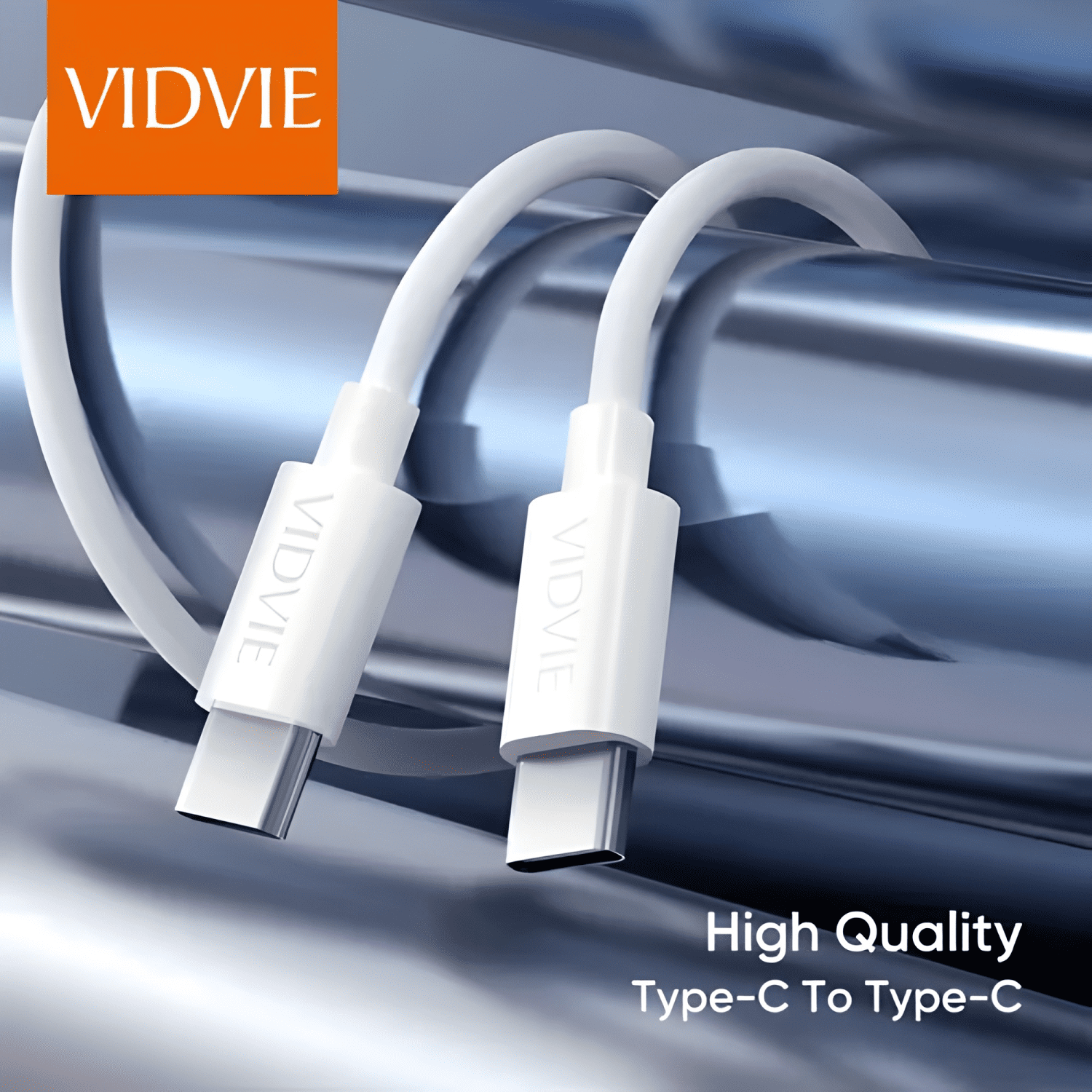Cable vidvie carga rápida 100w 5a USB-C a USB-C 1m Blanco-4
