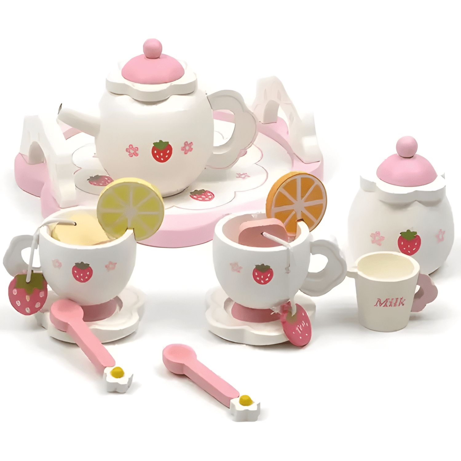 Set de tazas de té de madera juego didáctico niños-1