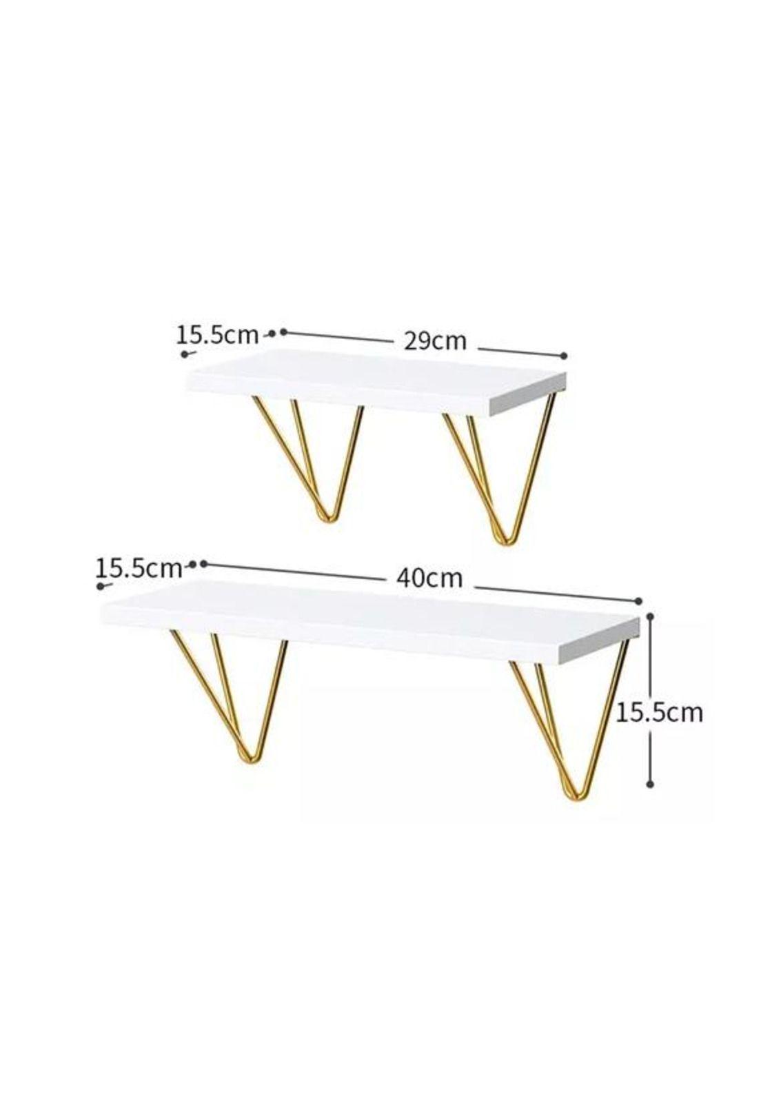 2 Repisas Decorativas Estilo Nórdico Organizador Blancas y Doradas-3