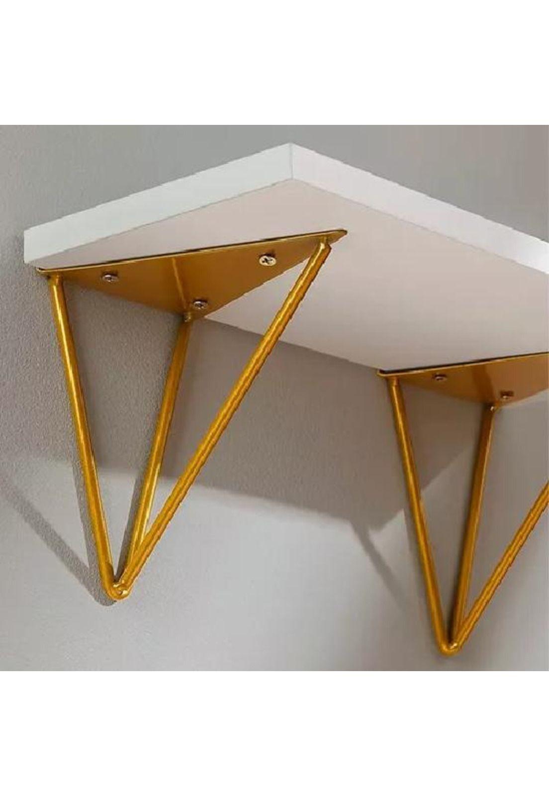 2 Repisas Decorativas Estilo Nórdico Organizador Blancas y Doradas-5