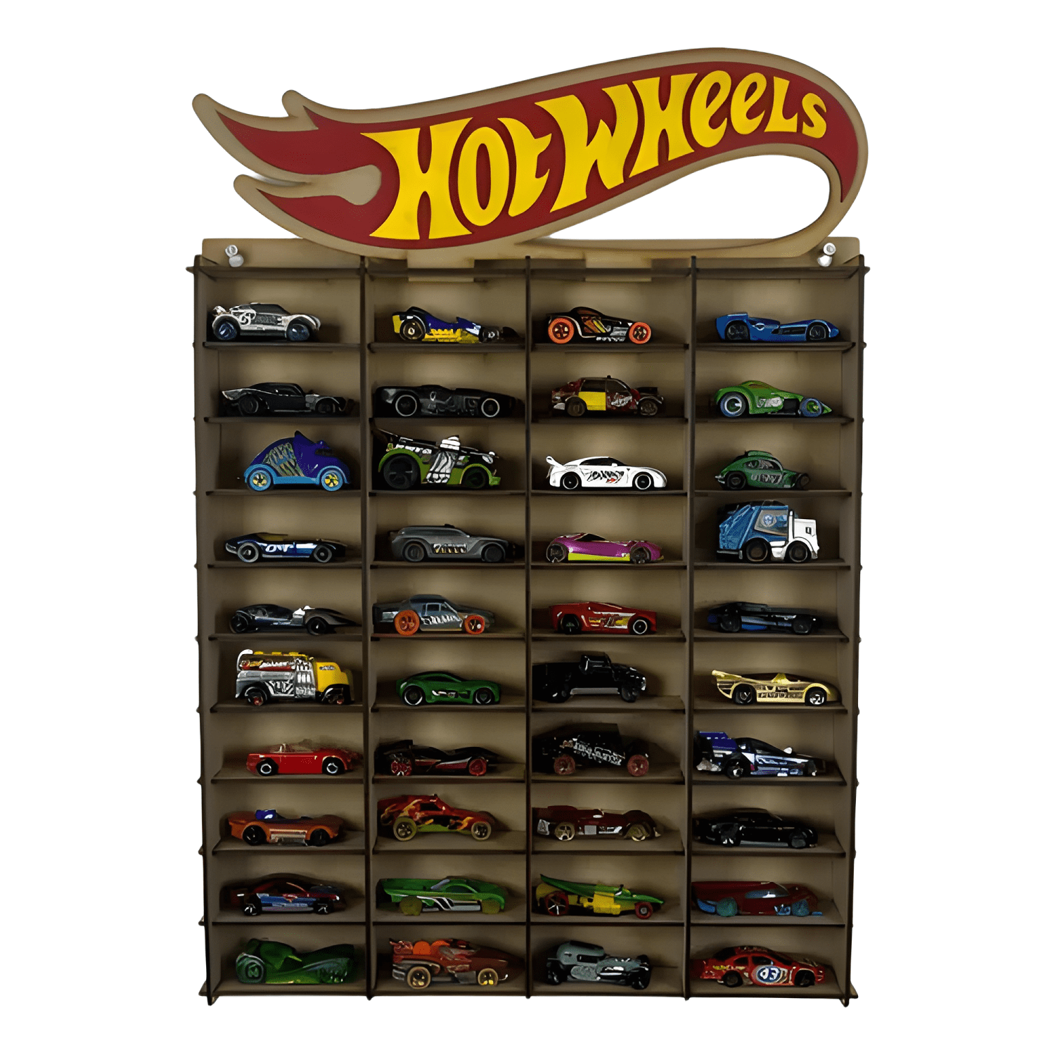 Exhibidor para 40 autos escala 1:64 con logo a color-0