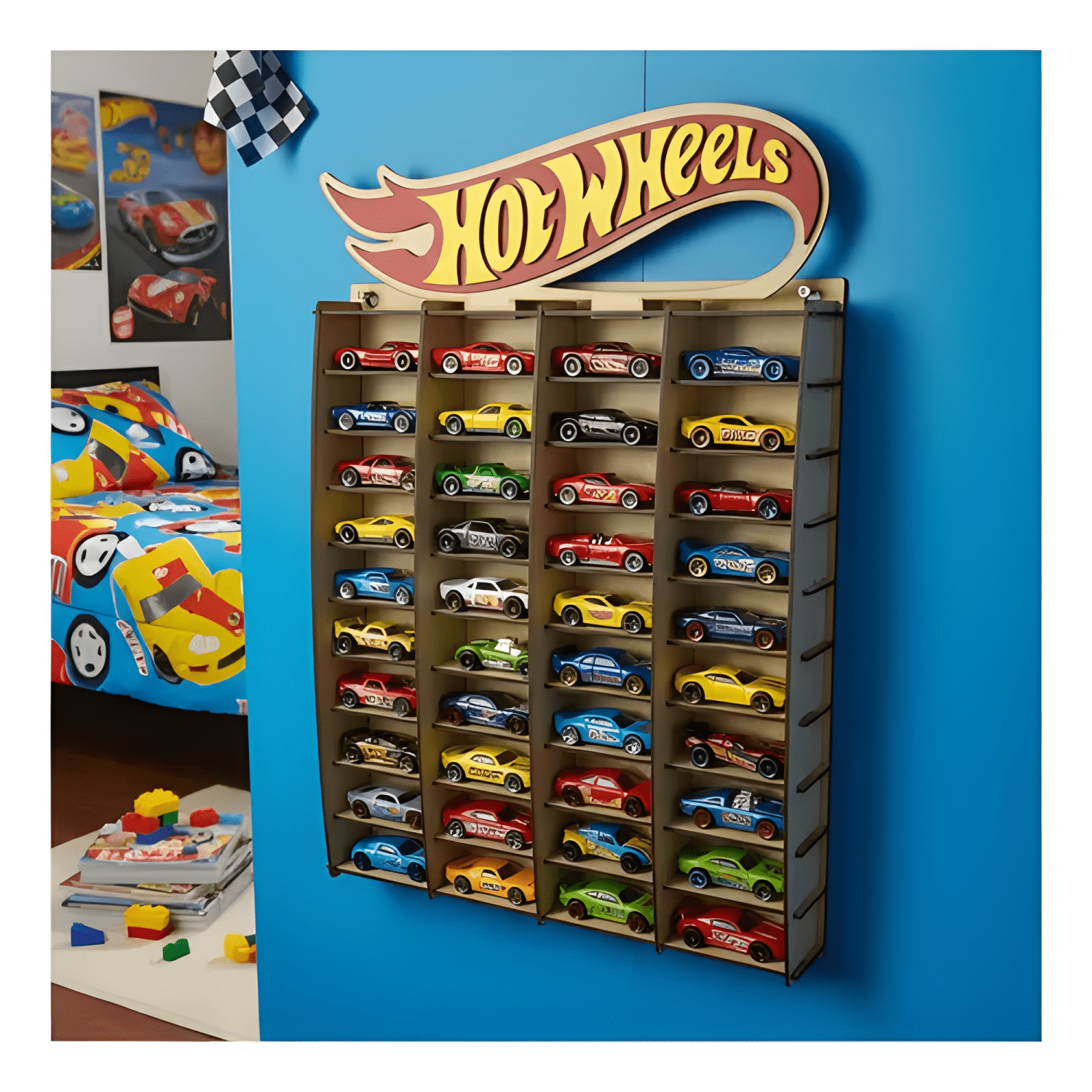 Exhibidor para 40 autos escala 1:64 con logo a color-2