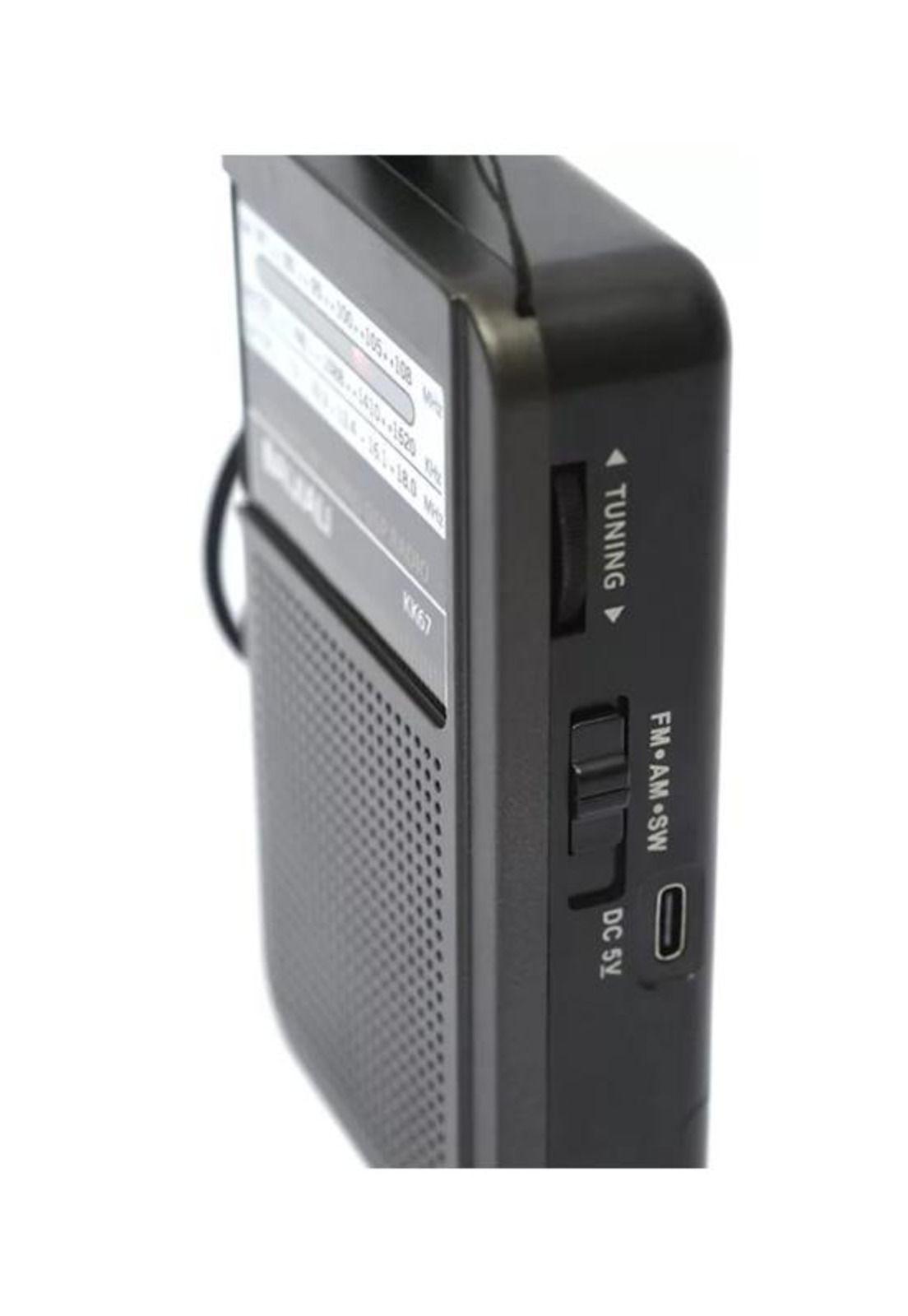 Radio portátil bolsillo AM/FM con antena MK-308, color negro-2