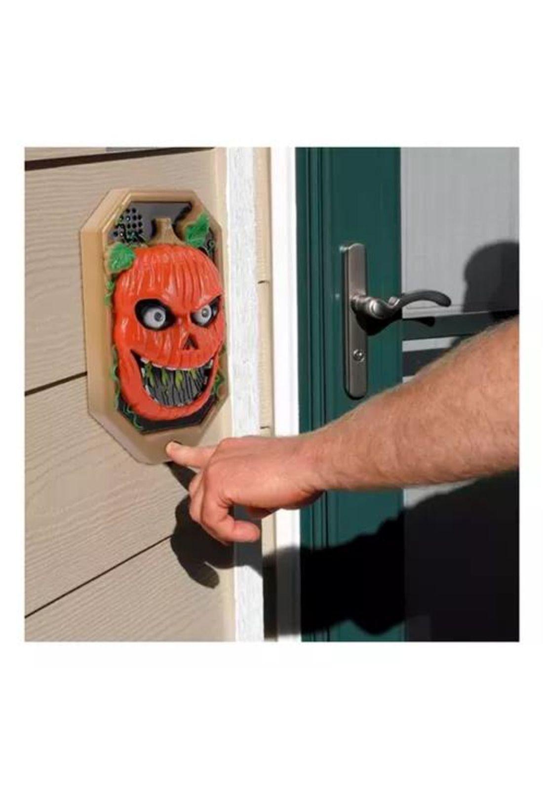 Timbre para puerta, calavera y calabaza, decoración de Halloween-3