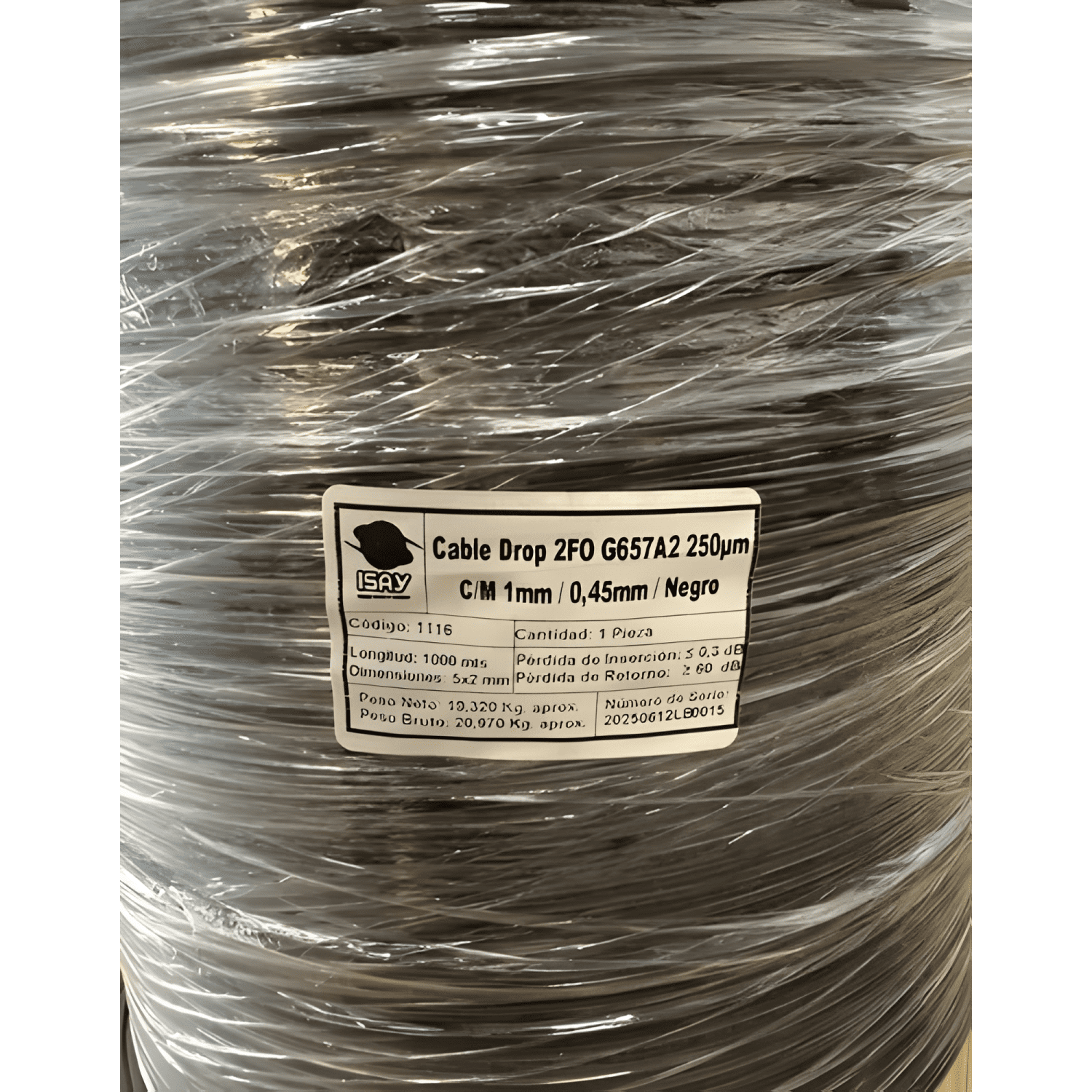 Cable Fibra Óptica Drop 2 Hilos 1 Km Exterior Con Mensajero-2