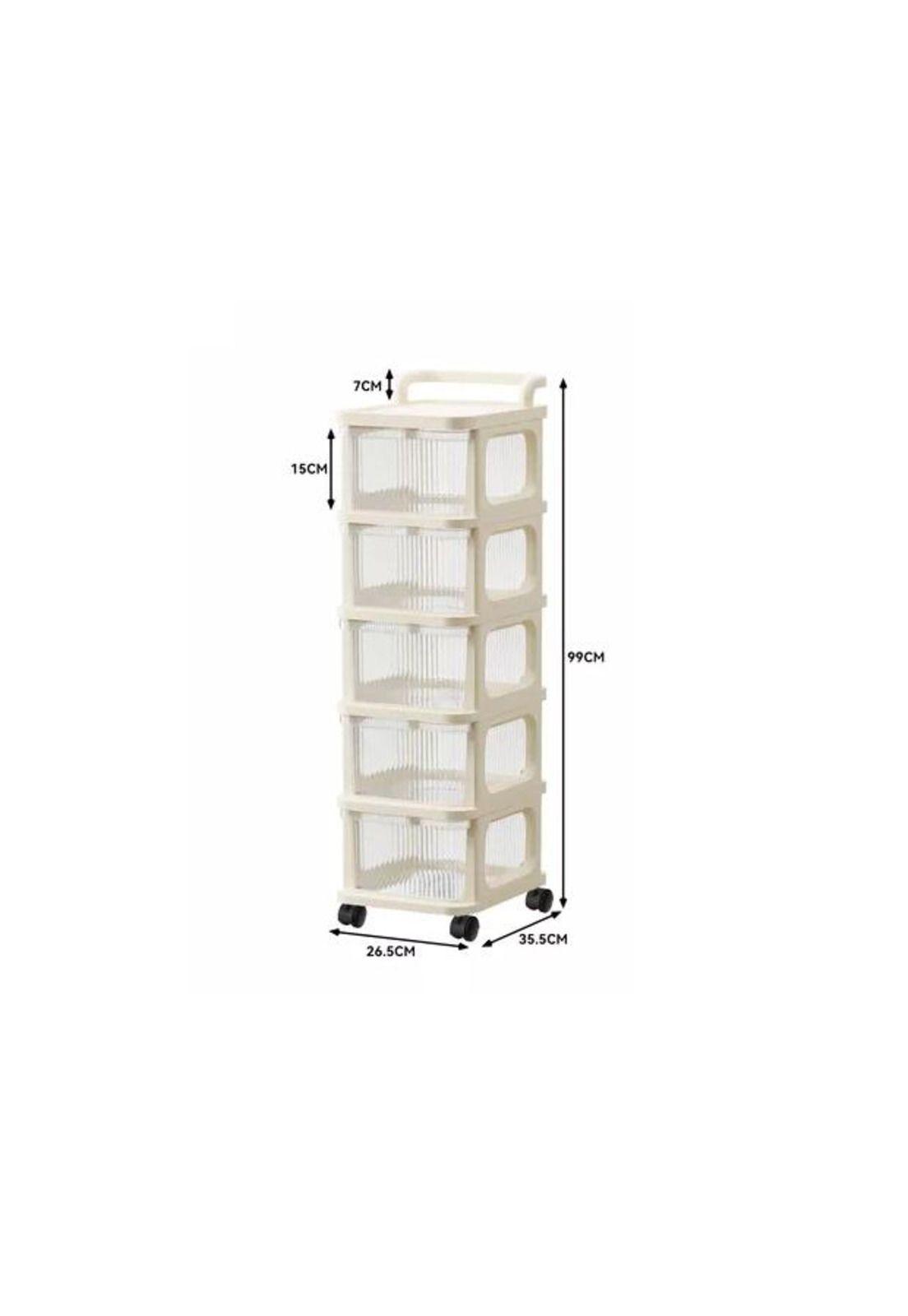 Carrito Organizador Ruedas Tipo Cómoda 5 Cajones Beige-2