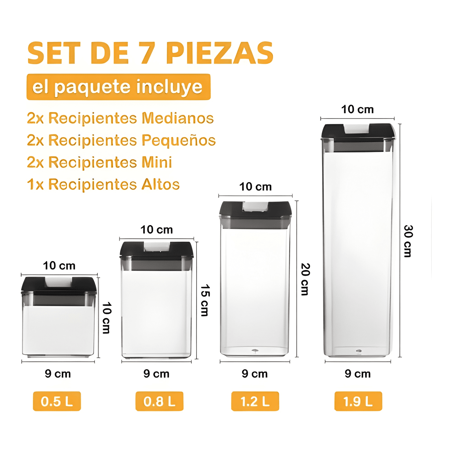 Set 7 contenedores herméticos para alimentos y condimentos-2