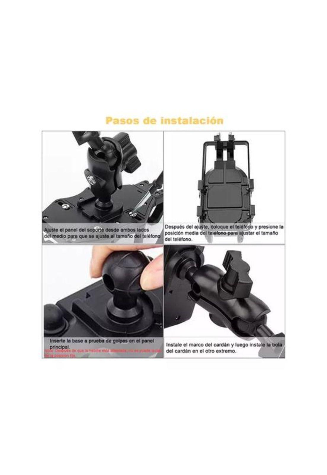 Soporte porta celular para moto y bicicleta, 360º, choque, color negro-2