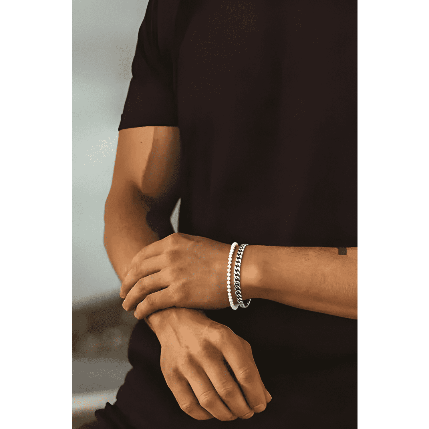 Pulsera cuban 8mm acero inoxidable 316l largo 20 CM Plateada-2