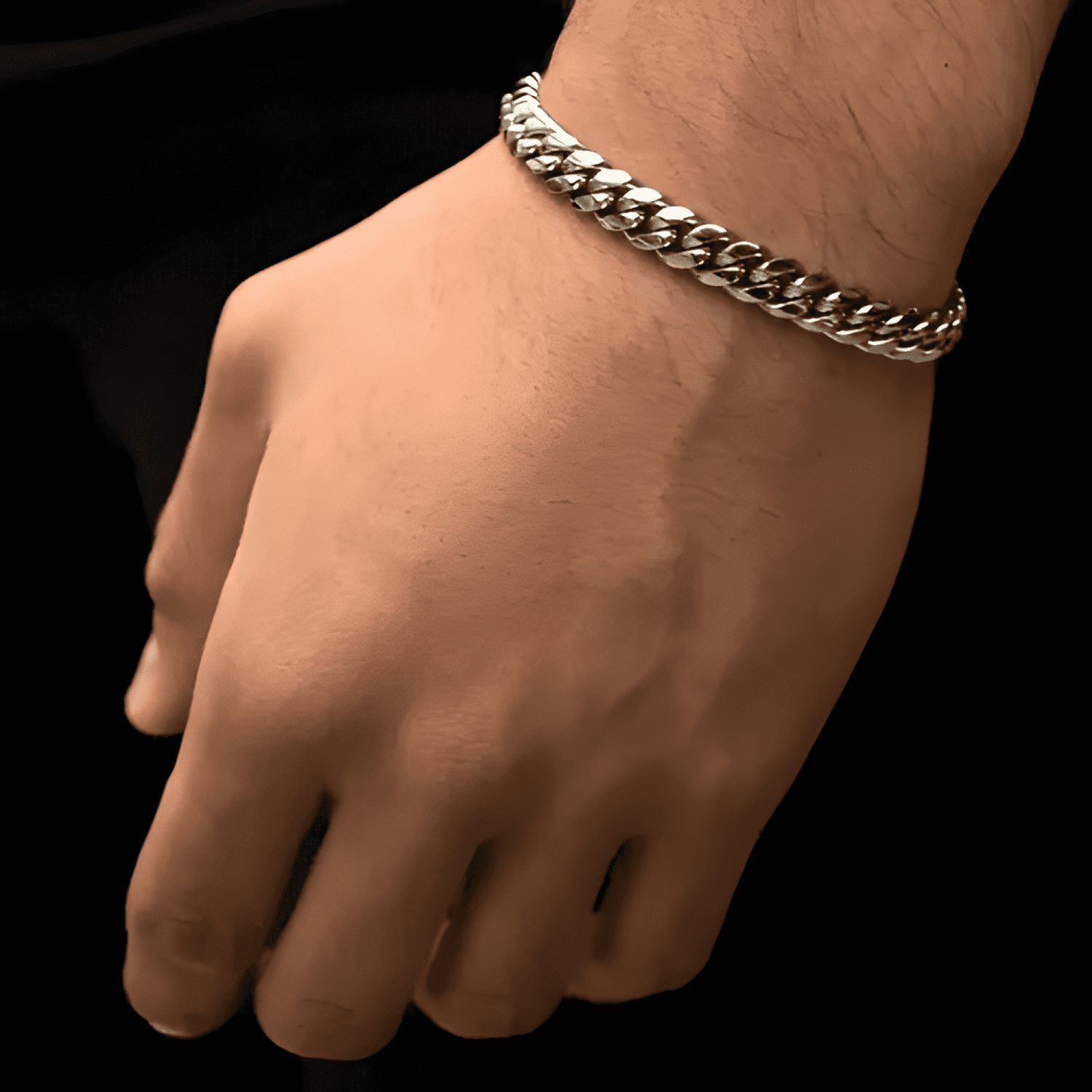 Pulsera cuban 8mm acero inoxidable 316l largo 20 CM Plateada-3