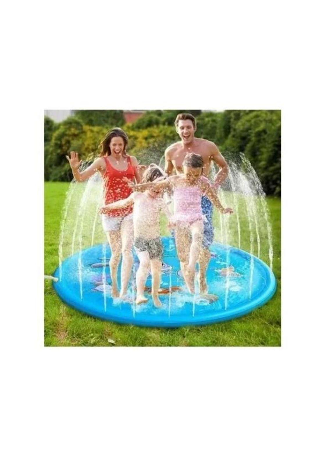 Alfombra de agua tipo fuente piscina 1.7 m para niños azul-3