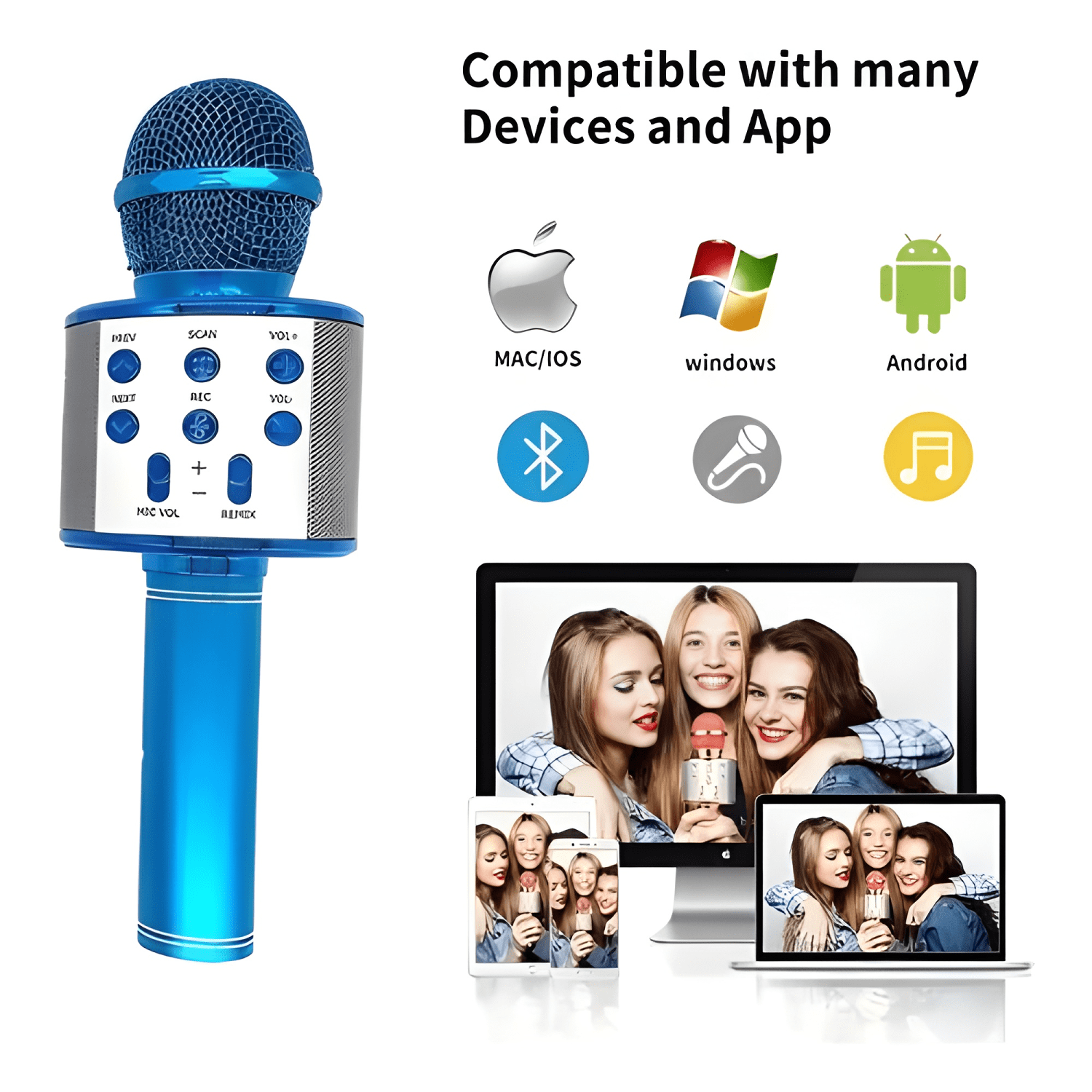 Microfono inalambrico karaoke bocina bluetooth Rosa dorado-3