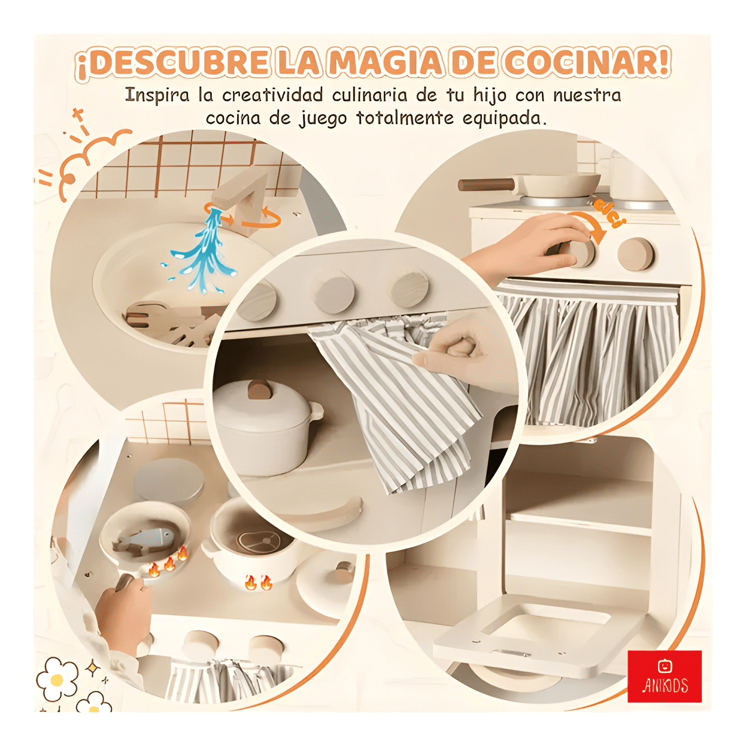 Cocina de madera infantil estilo rústico para niños #2-1