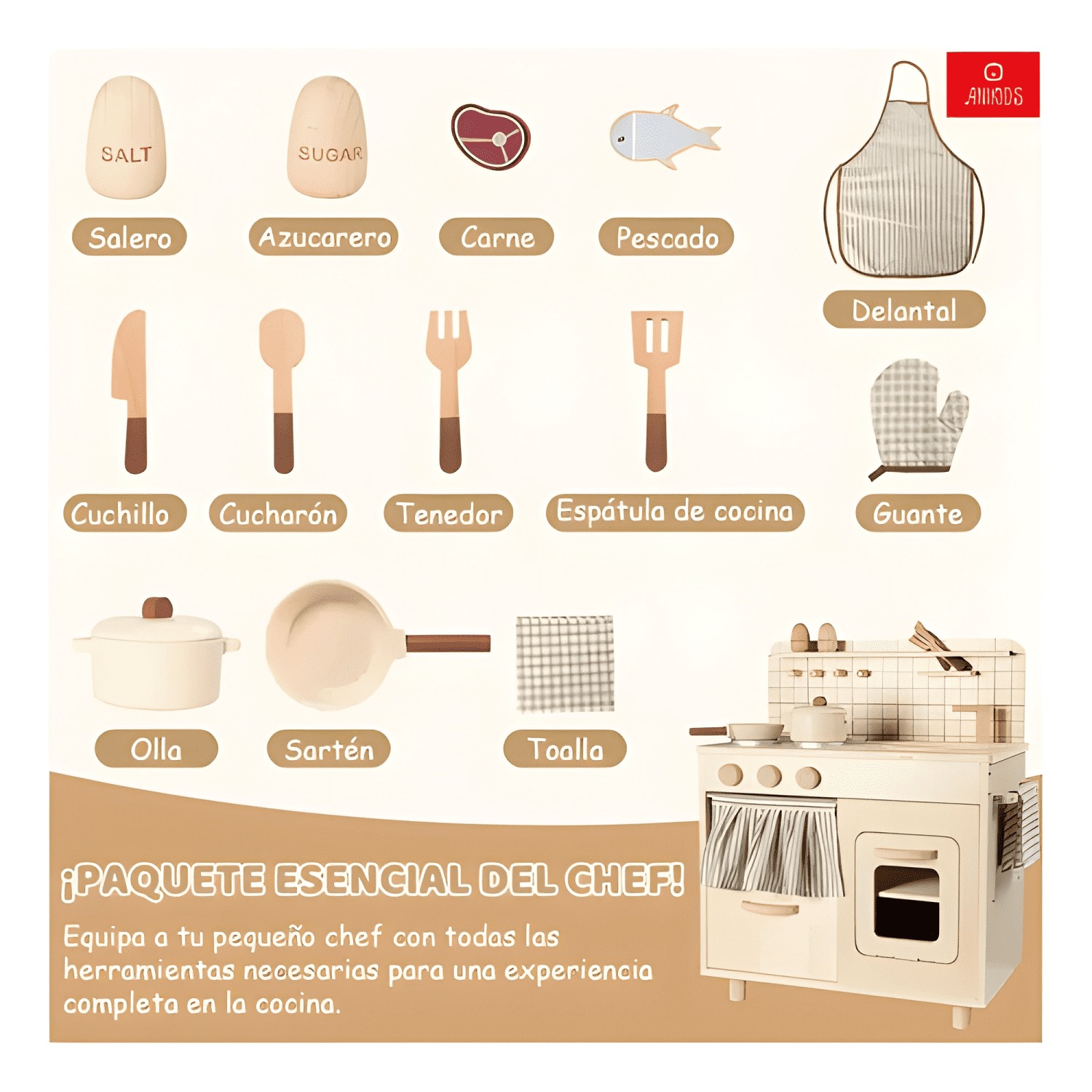 Cocina de madera infantil estilo rústico para niños #2-2