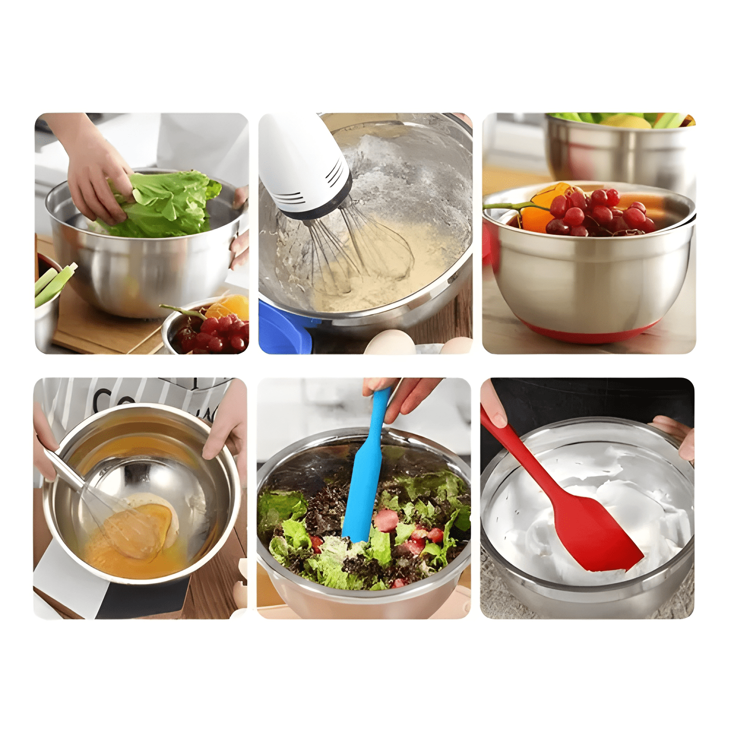 Pack X3 bowl acero inoxidable menaje ensaladeras bowl 26cm-3