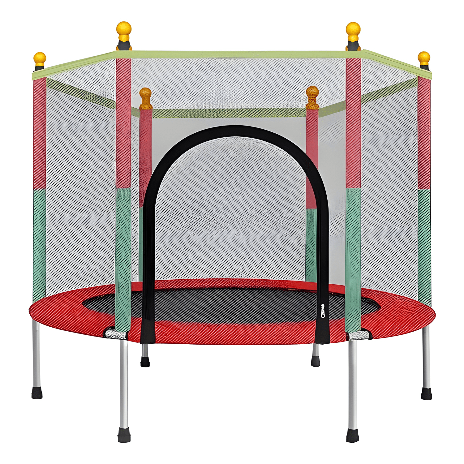 Cama elástica con red de seguridad 1,4 m negra-0