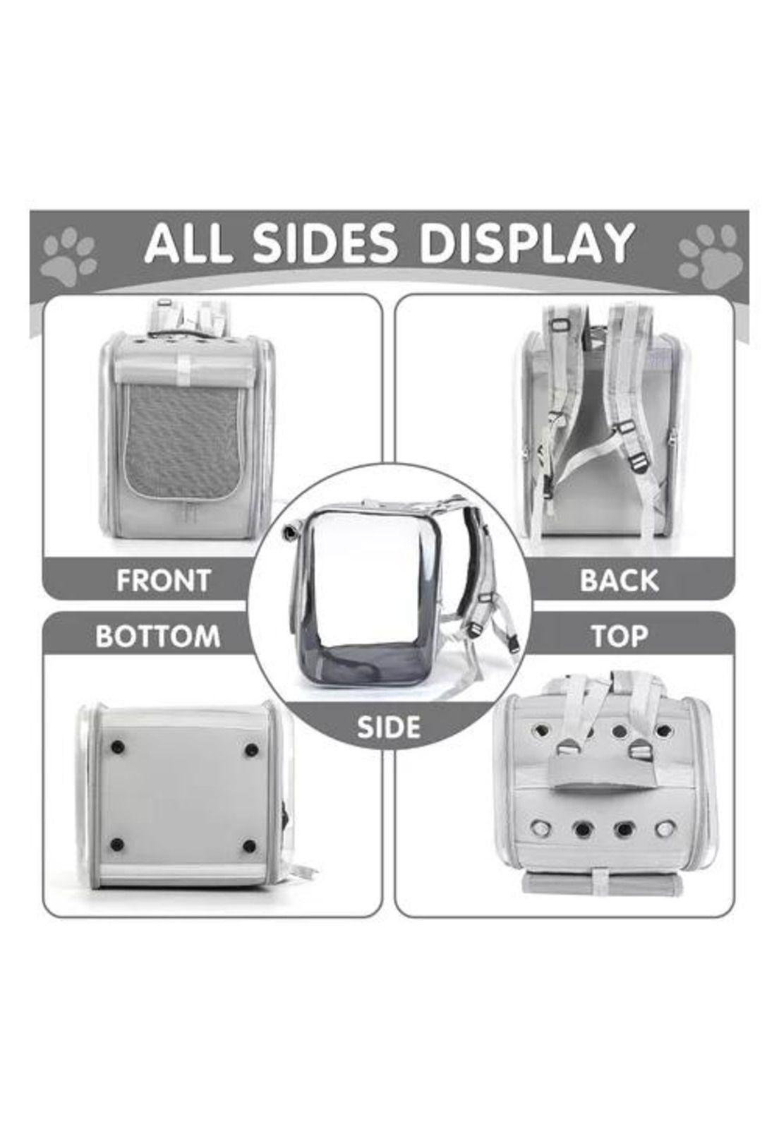 Bolso mochila porta perros jaula transporte perros y gatos gris-4