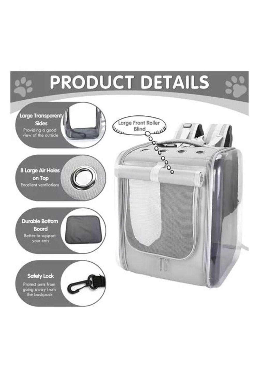 Bolso mochila porta perros jaula transporte perros y gatos gris-5