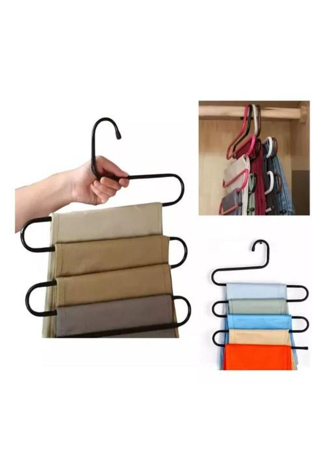 Pack de 2 colgadores de pantalones metálico para closet plata-1