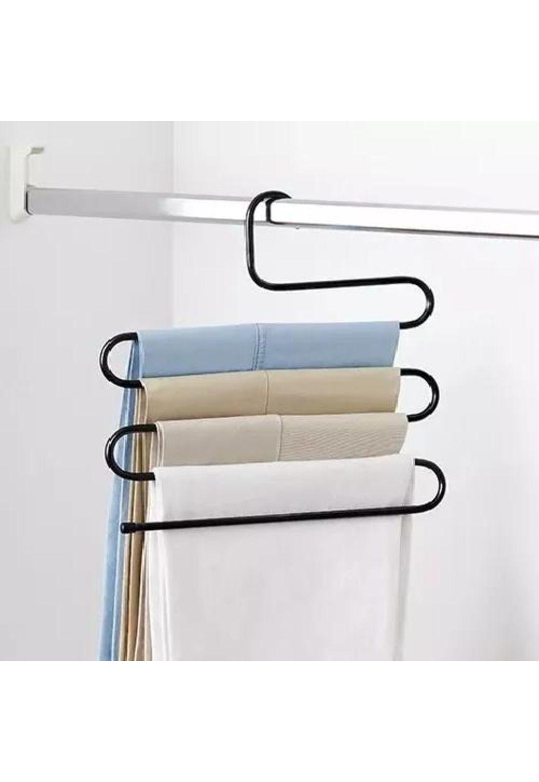 Pack de 2 colgadores de pantalones metálico para closet plata-3