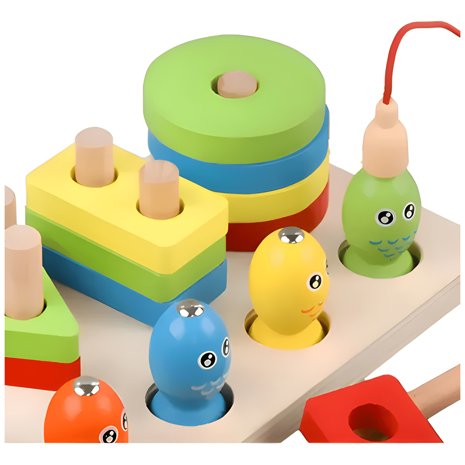 Clasificador madera puzzle niños pesca magnética bloques-2