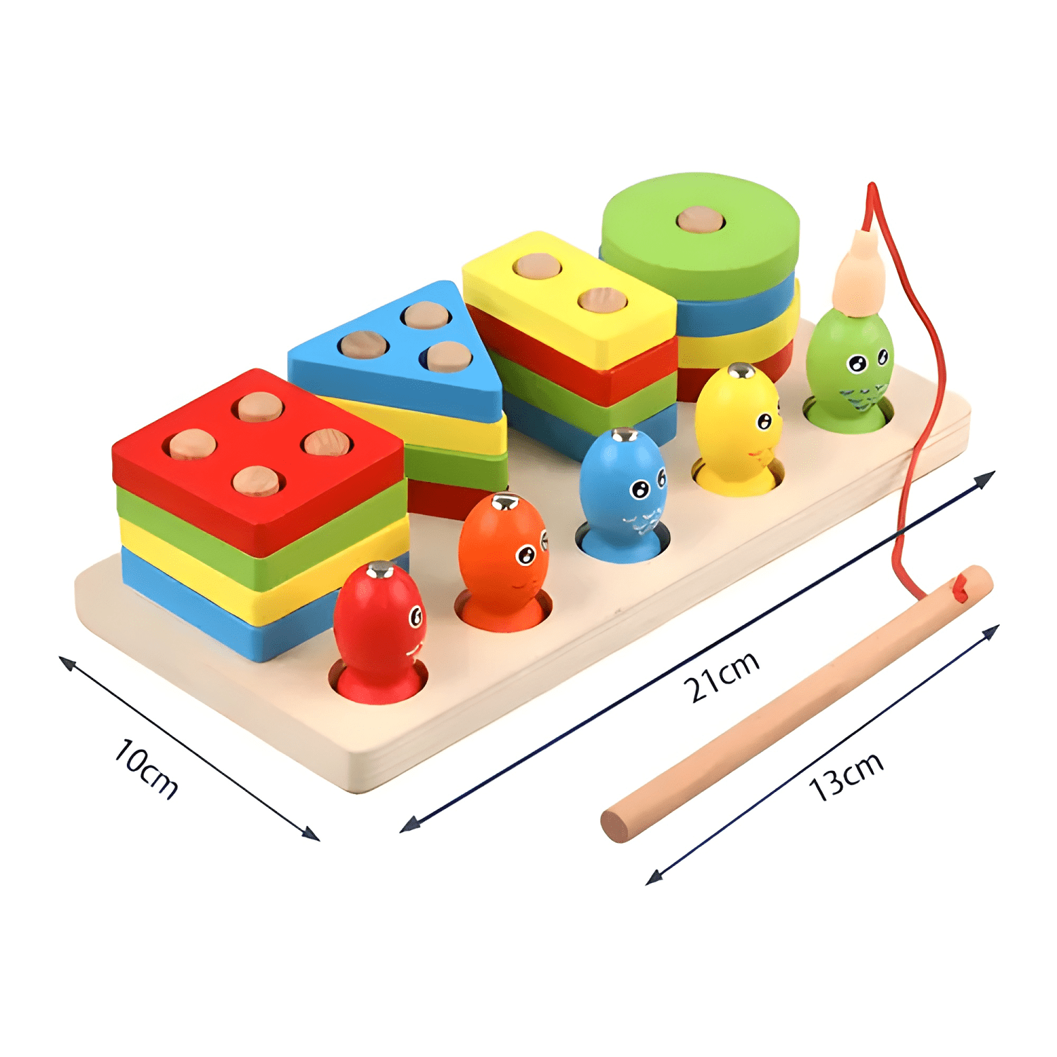 Clasificador madera puzzle niños pesca magnética bloques-3