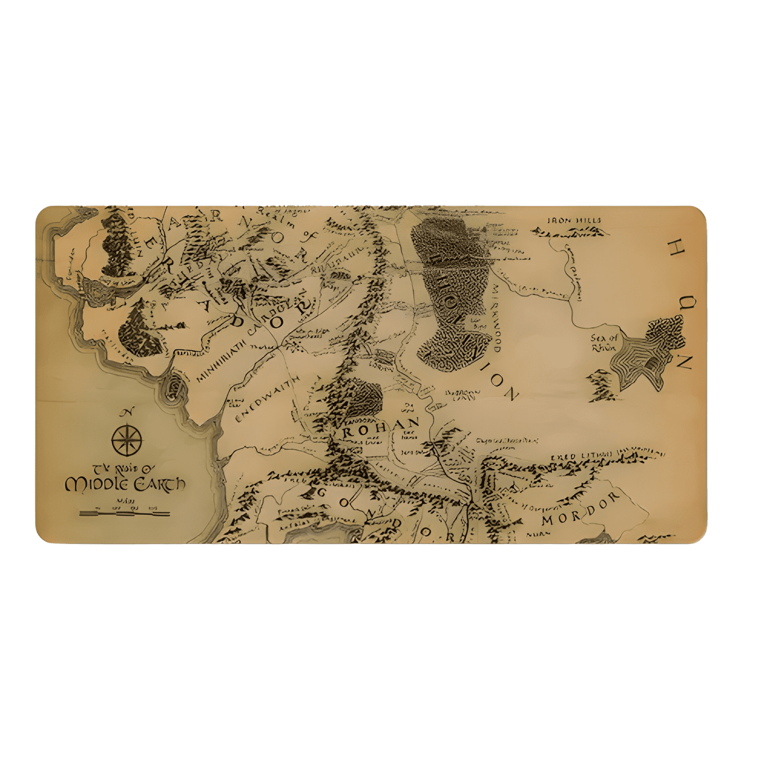 Mouse Pad Gamer Xxl Gran Diseño Mapa Tierra Media 80x40 Cm-0