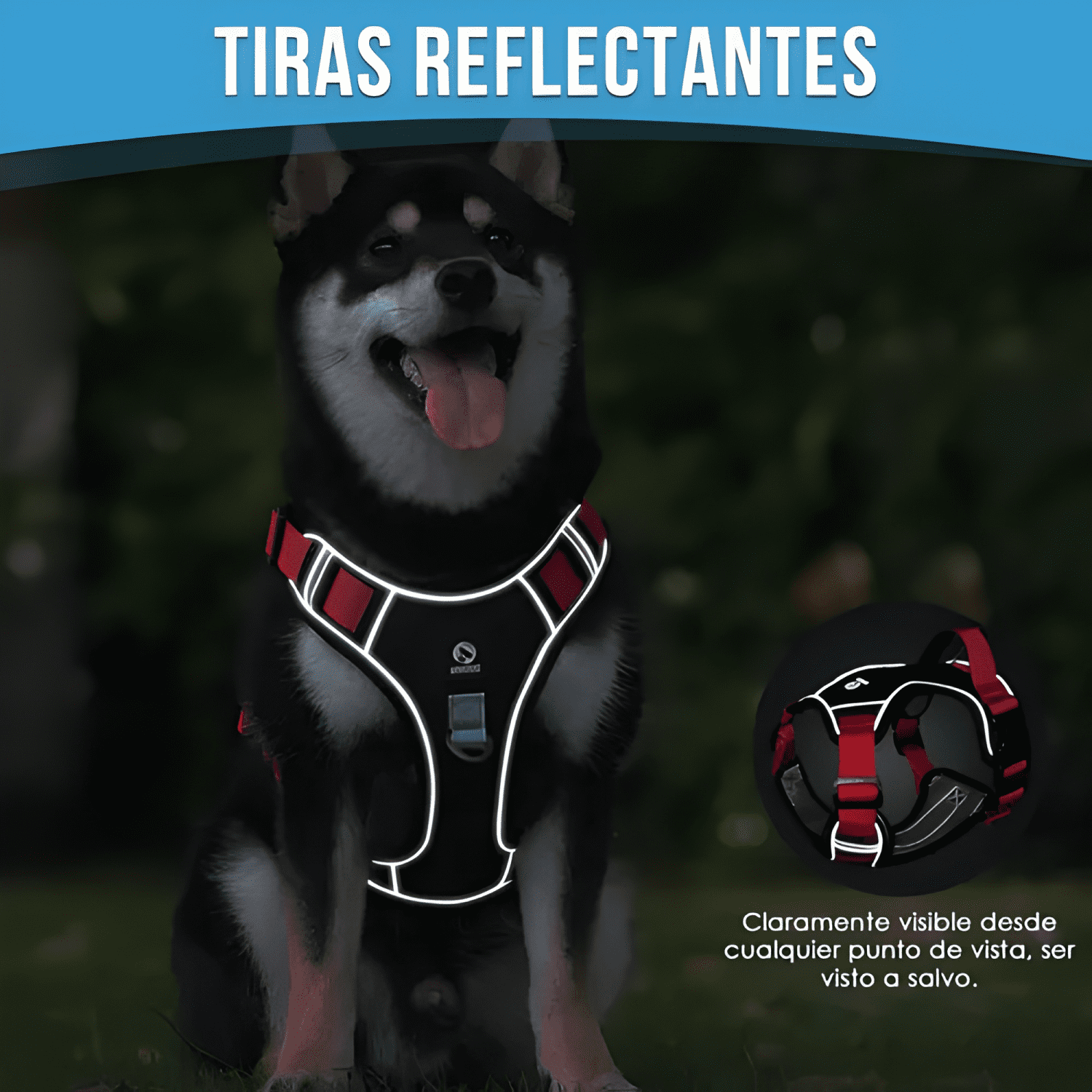 Arnés anti tirones ajustable reflectante perros con correa-4