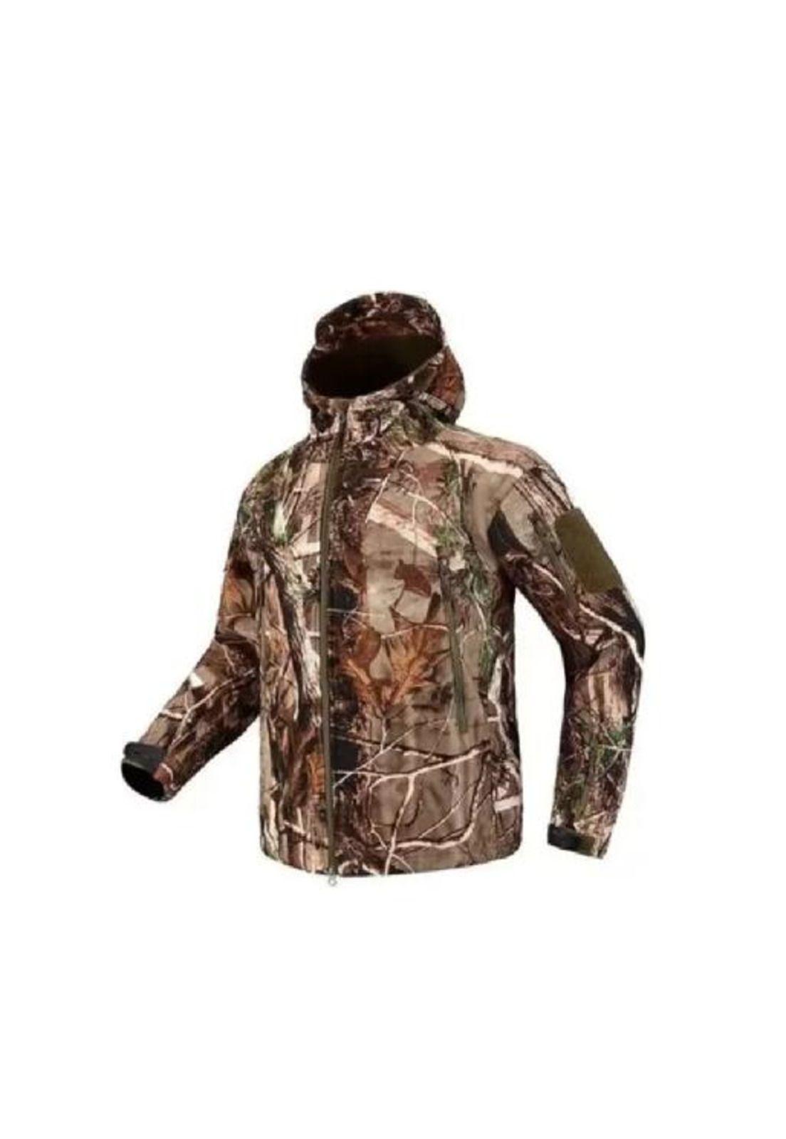 Chaqueta softshell táctica militar con capucha impermeable, talla L-3