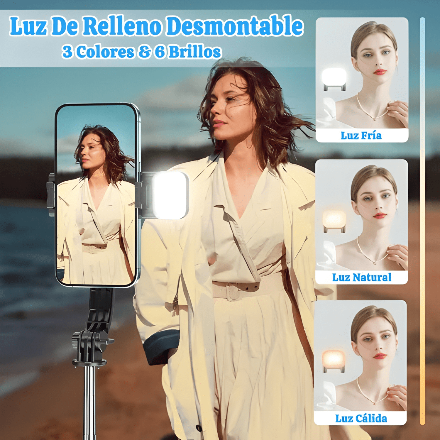 Palo Selfie Para Móvil Con Luz Trípode Bluetooth #25-3