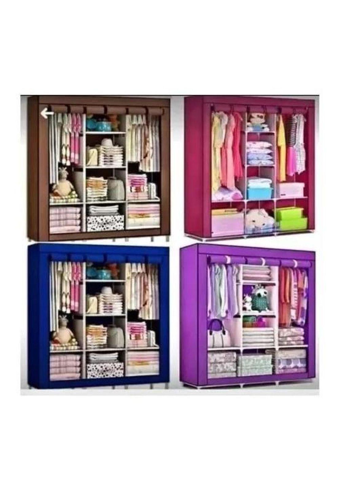 Closet organizador de ropa armable de tela rosada-4