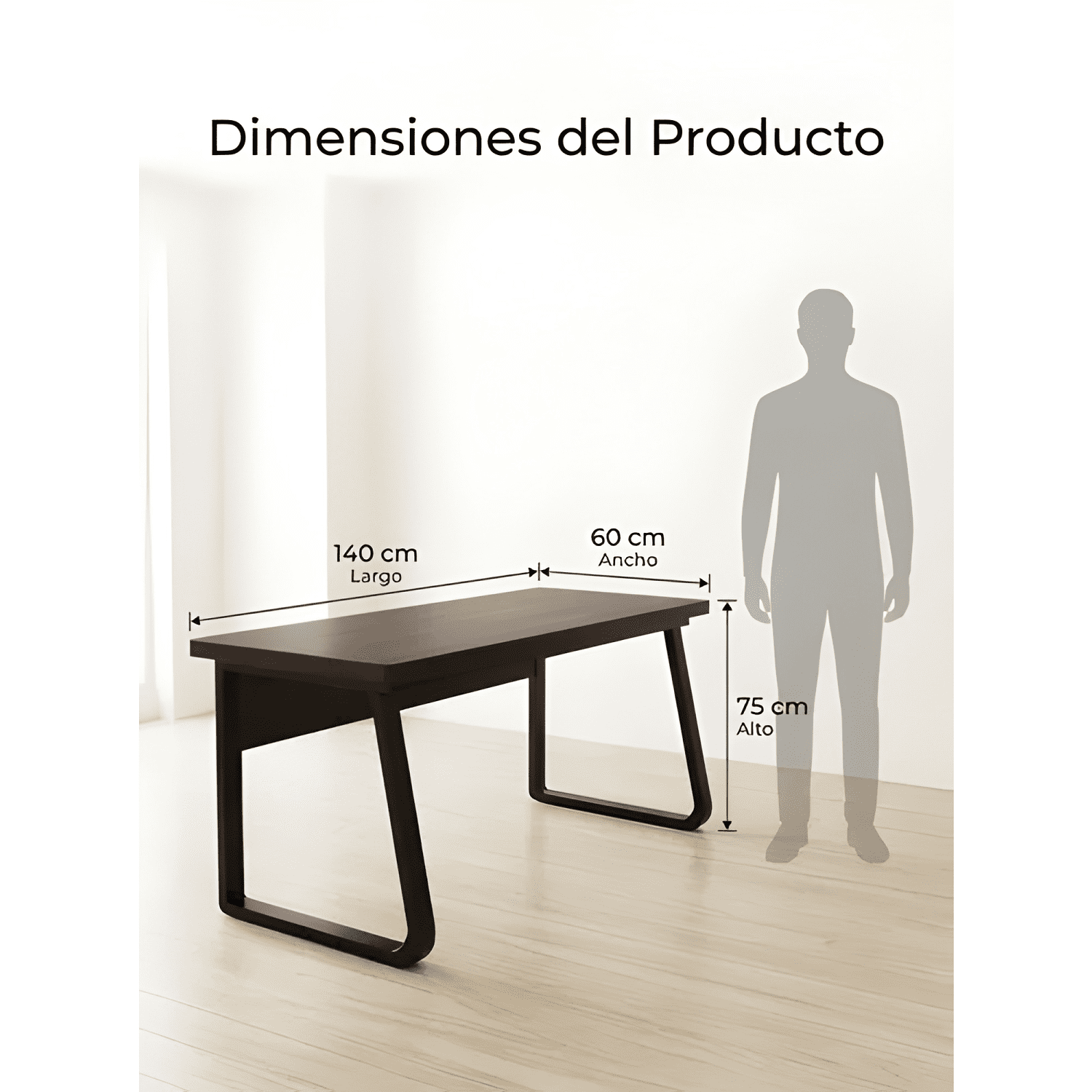 Escritorio oficina madera espesor 30mm 140x60x75cm-4