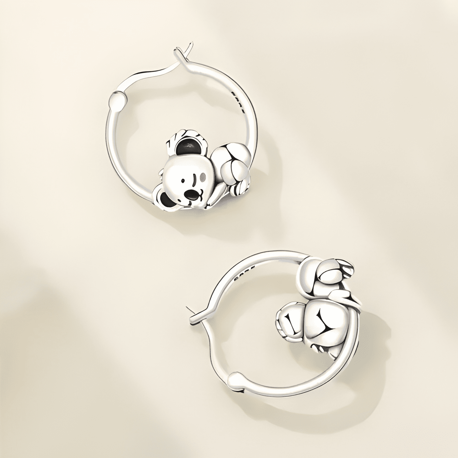 Aros Argolla Moda Plata 925 Pendientes Mujer Panda Kawaii #1-0