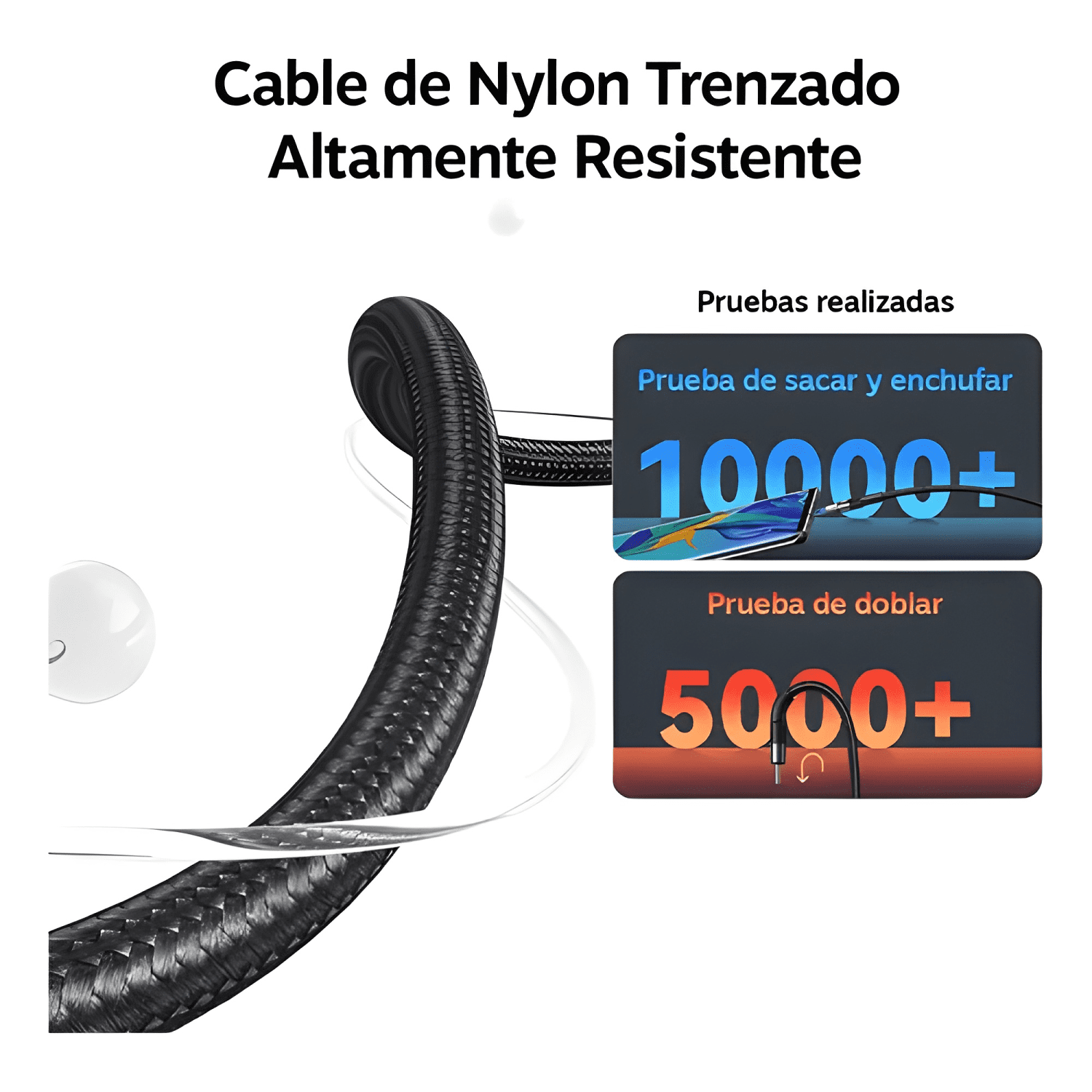 Cable USB tipo c a USB 3a 18w largo 1,2 metros Negro-4