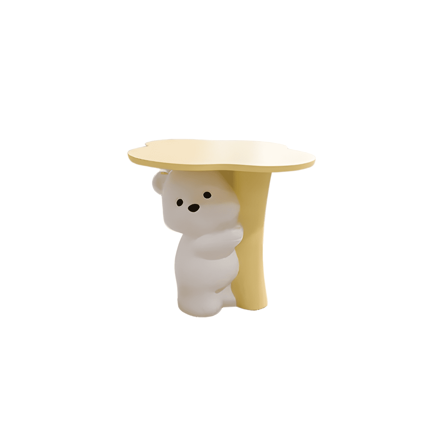 Mesa Auxiliar Y Alcancia De Oso Mate Blanco-0