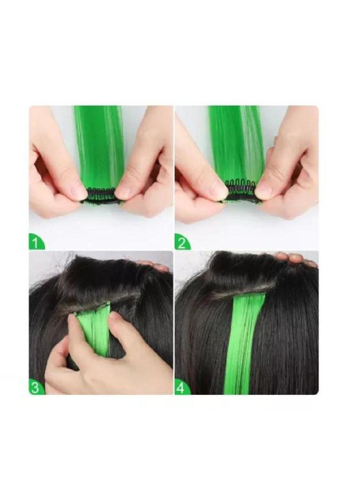 Pack de 12 extensiones de cabello sintético, colores fantasía para mujer, color multicolor-3