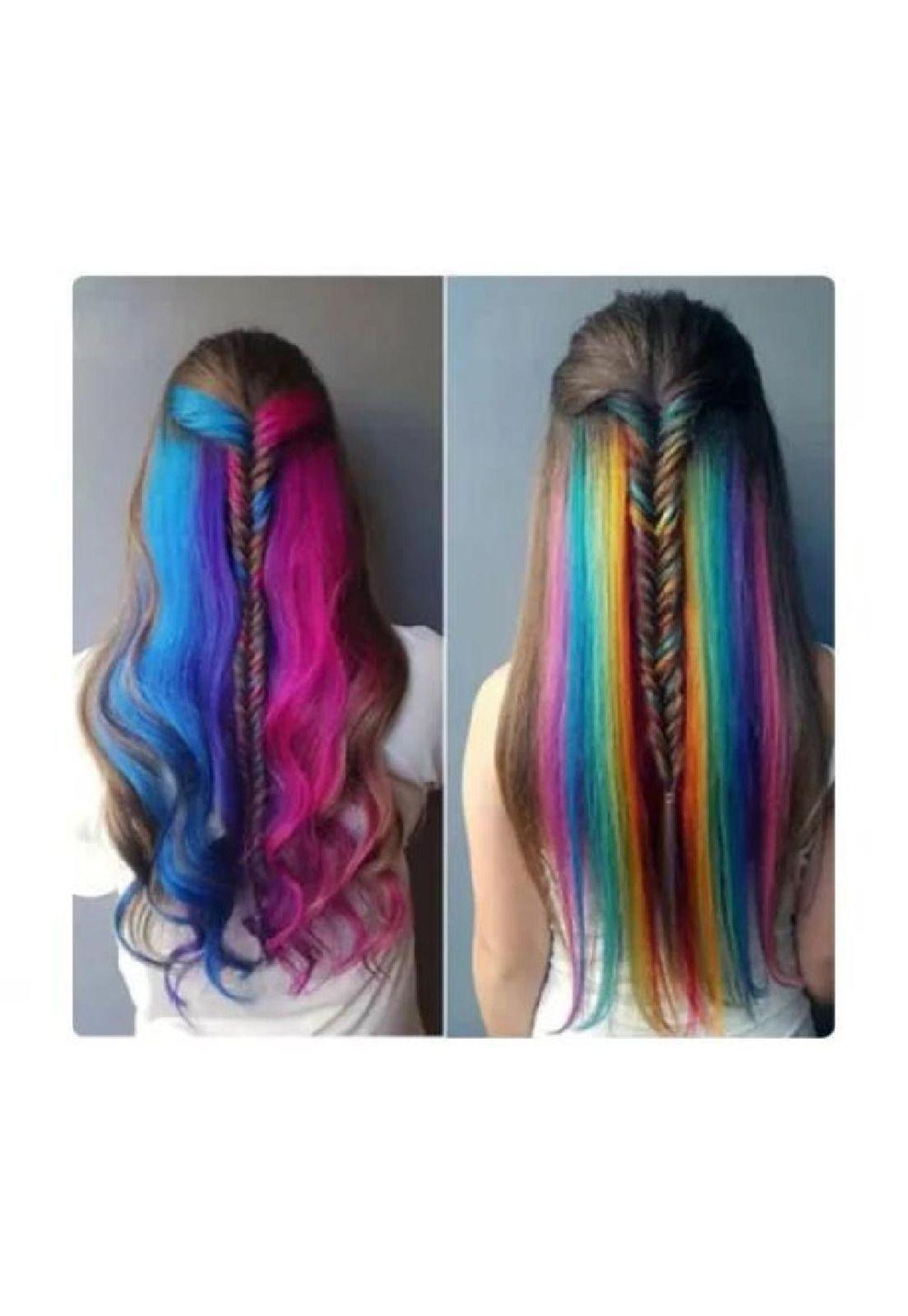 Pack de 12 extensiones de cabello sintético, colores fantasía para mujer, color multicolor-4
